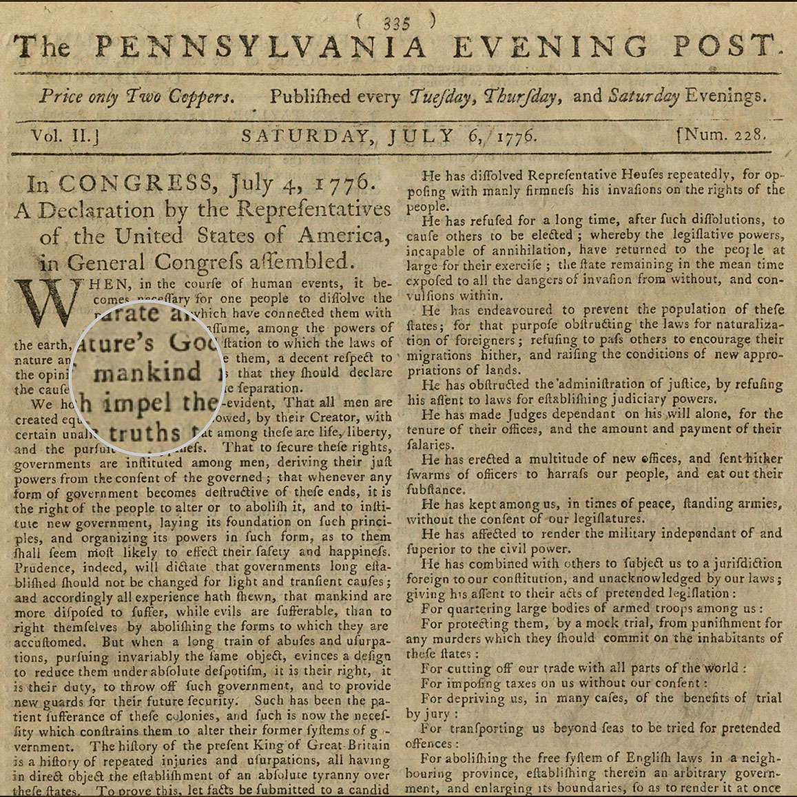 Newseum :: 1776 Exhibit
